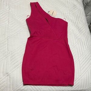 Elegant One-Shoulder Pink Dress